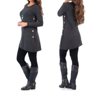 BEE UNIQUE SOFT COMFY TUNIC TOP IN CHARCOAL GRAY